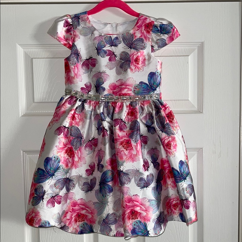 Floral Pink and Blue Kids Dress